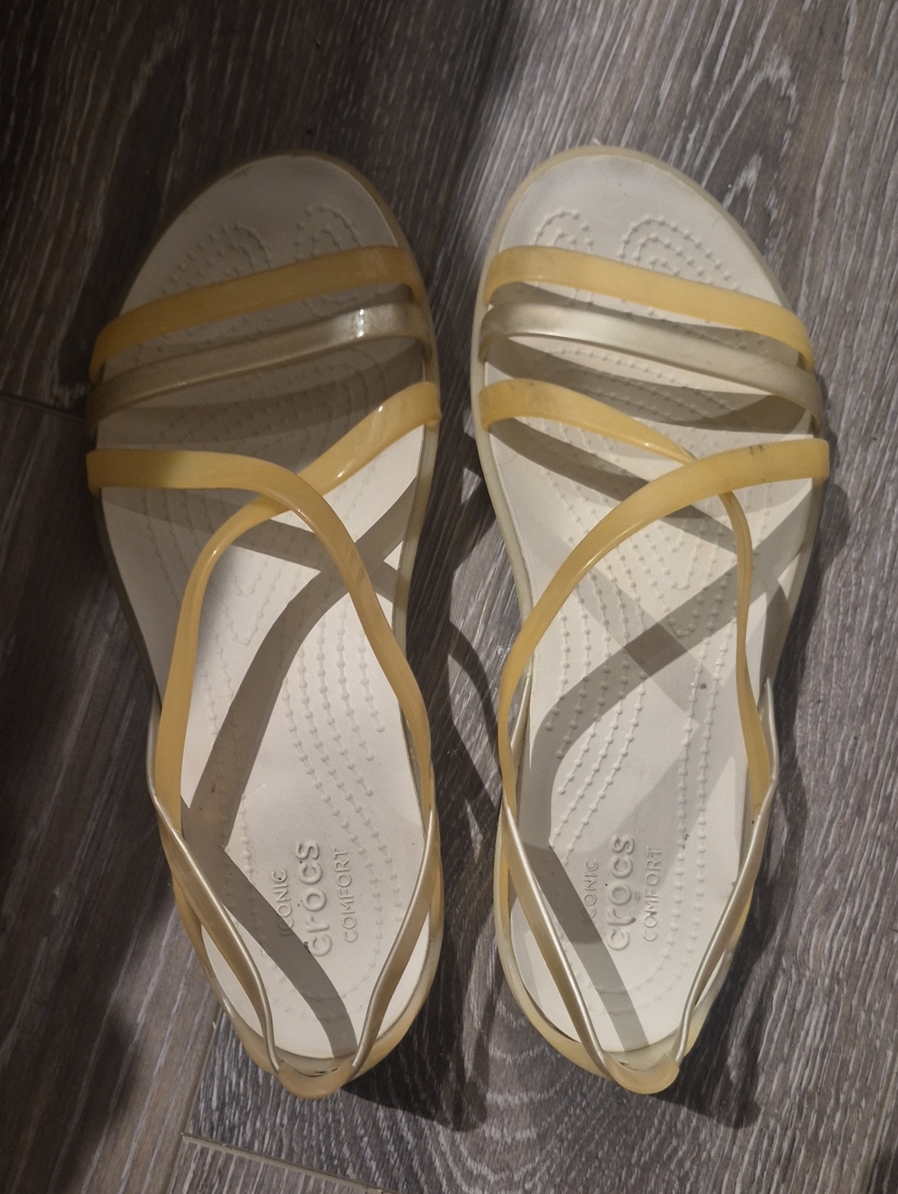 CROCS Women’s Yellow and Cream Strappy Sandals